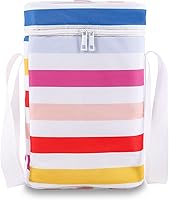 Vista 2 de Bolsa de vino para 4 botellas, aislada y a prueba de fugas, bolsa de vino para botella de vino, bolsa térmica aislada para viajes, picnic, playa