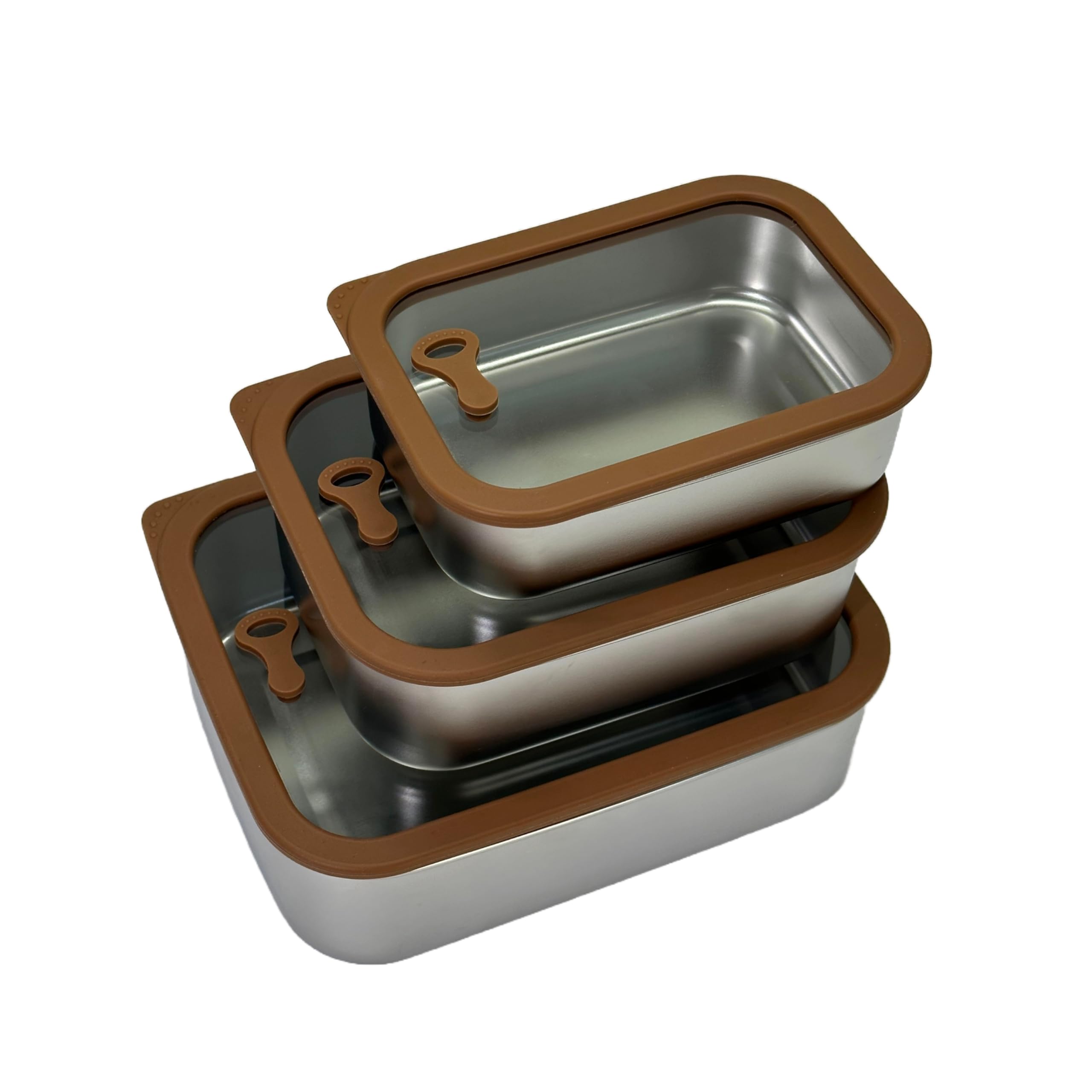 Stainless steel food storage containers leak proof & airtight lids for Kitchen,stainless steel bowl,meal prep lunch box,freezer and microwave safe (Coffee 8.5/5.1/2.5 cup)