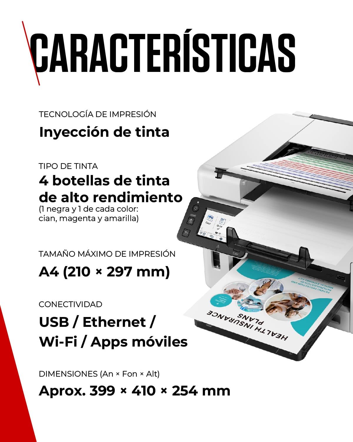 Canon MAXIFY GX6550 – Impresora Multifunción MegaTank a Color, Copiadora y Escáner A4 | Hogar y Oficina | Wi-Fi y Ethernet | Inyección de Tinta