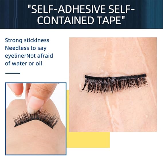 Self Adhesive Eyelashes, Reusable False Eyelashes, 1 Pairs Waterproof False Eyelashes, No Eyeliner or Glue Needed and Easy to Put On (FZ1-05)