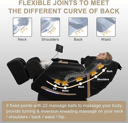 Miniatura 3 de Seegool Silla de masaje de gravedad cero de cuerpo completo, silla de masaje reclinable con pantalla grande inteligente, interruptor giratorio,