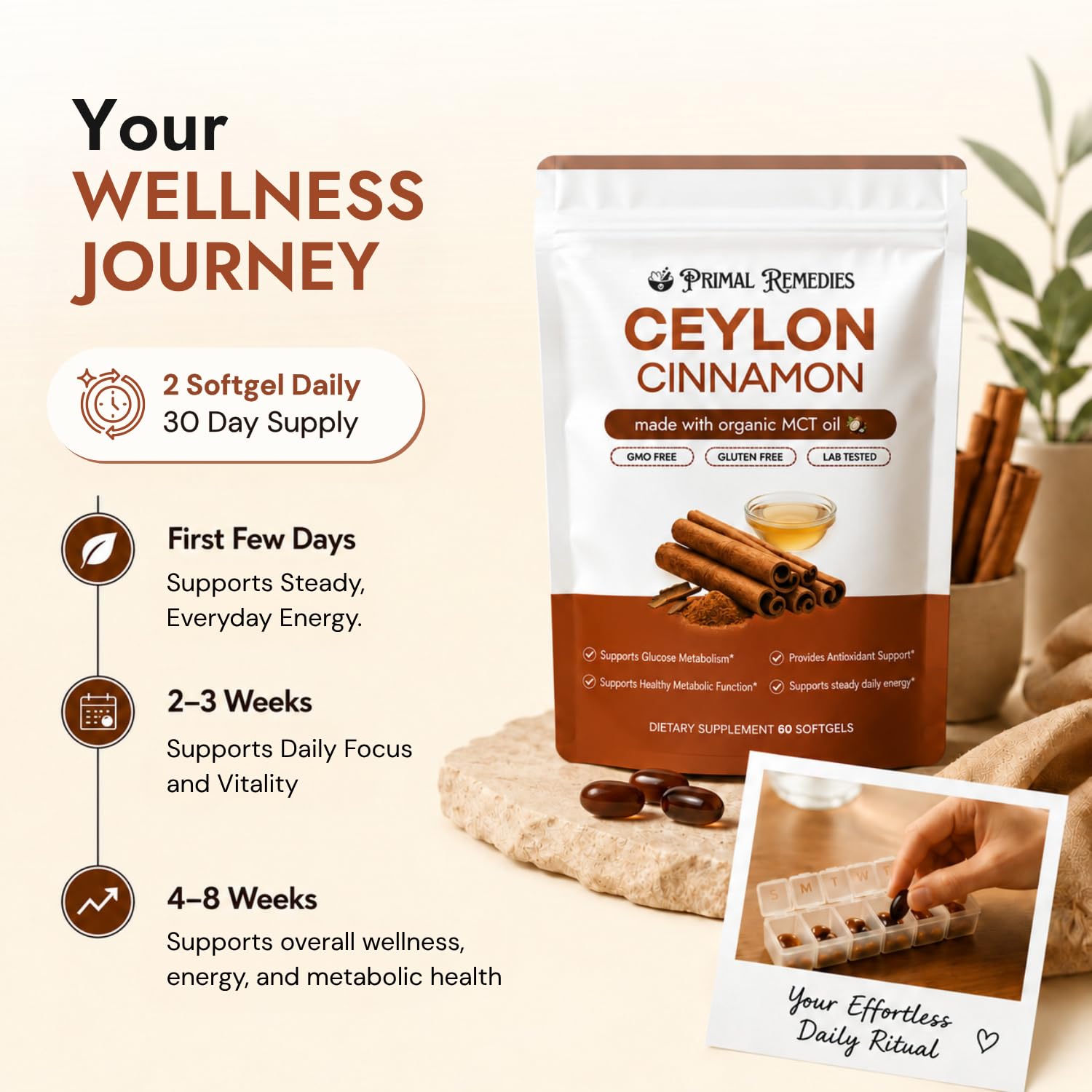 Primal Remedies Ceylon Cinnamon Capsules with Organic MCT Oil, 60 Softgels — Amazon image 4