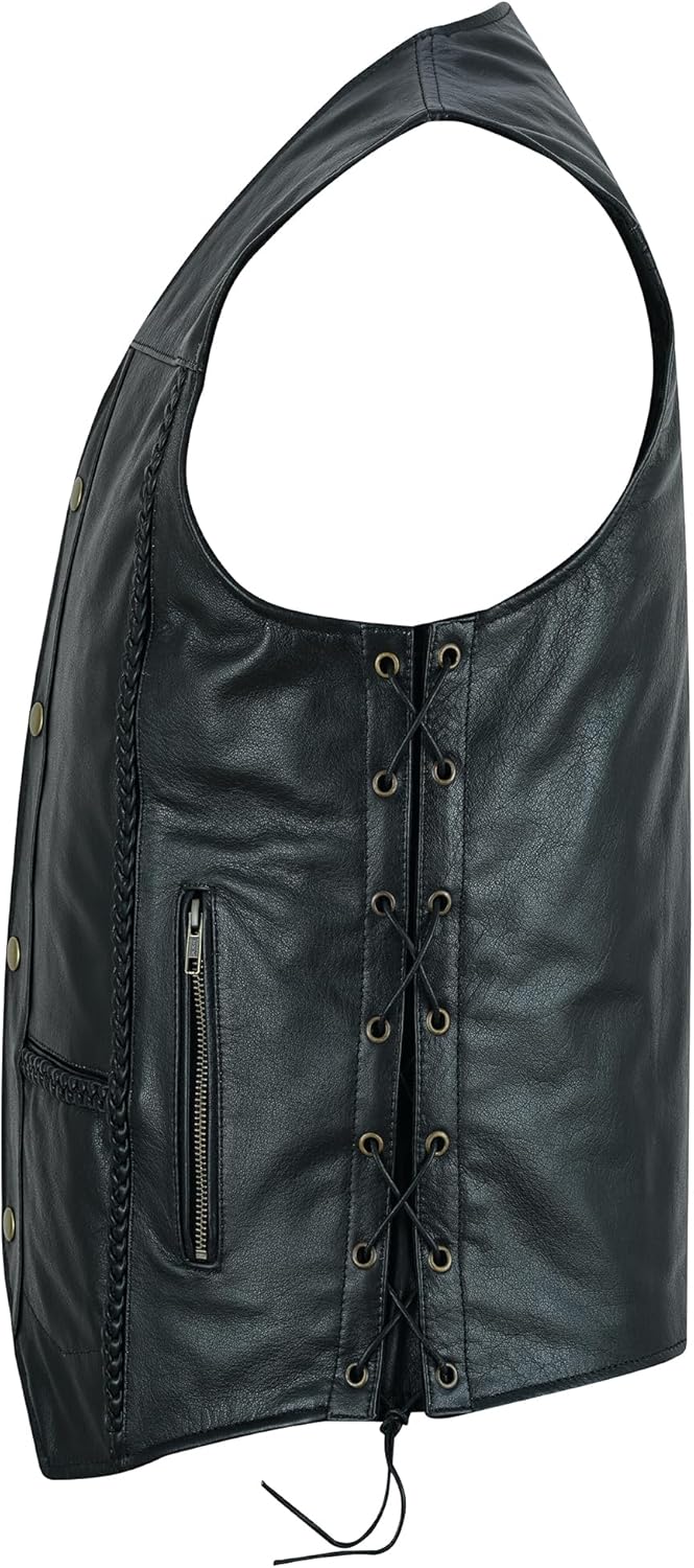 Men's Motorcycle Motocross Premium Quality Sleeveless Leather Vest Biker Riders Motorbike Vests New