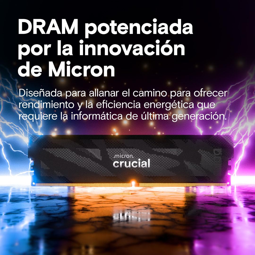 Crucial Pro RAM DDR5 32GB (2x16GB) 6400MHz CL32, Overclocking Gaming, Memoria de Ordenador de Sobremesa, Intel XMP 3.0 / AMD Expo, Negro - CP2K16G64C32U5B