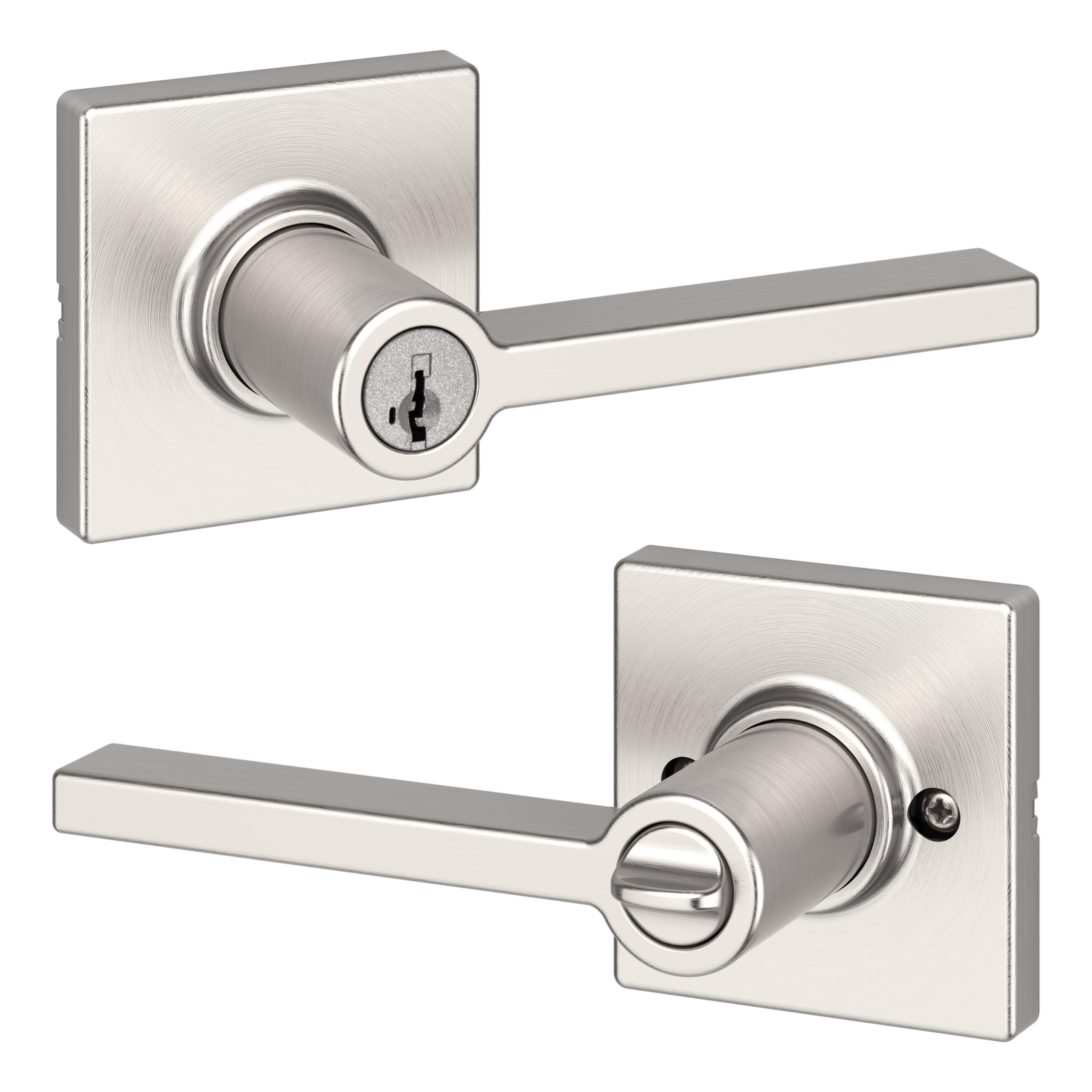 Weiser Casey Satin Nickel Front Door Handle with Lock