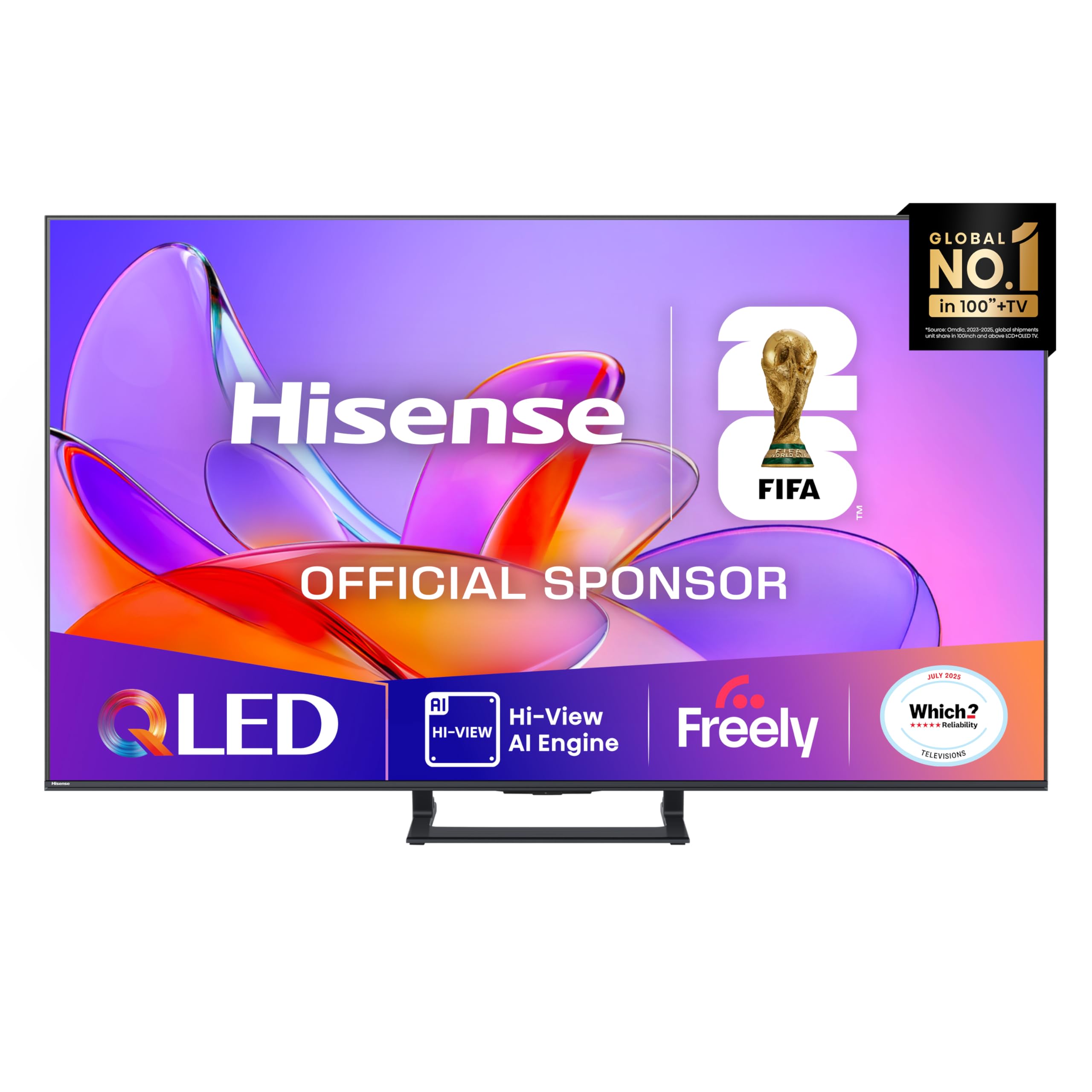 Hisense 65" 65A7QTUK QLED Smart AI TV - 4K Direct Lit Viewing, Quantum Dot Colour, Hi-View AI Engine, Built in Subwoofer, Dolby Vision, Dolby Atmos with with Freely, Disney +, YouTube, Netflix