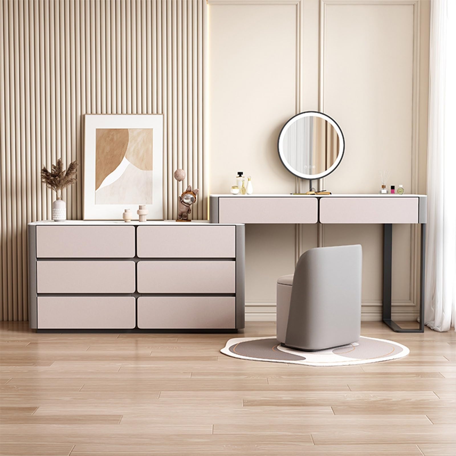 asdchZen 360°Adjustable Makeup Mirror & 120Cm Dressing Table-Stylish Vanity With Festive Decor Functional Design Perfect For Makeup Lovers & Beauty Enthusiasts