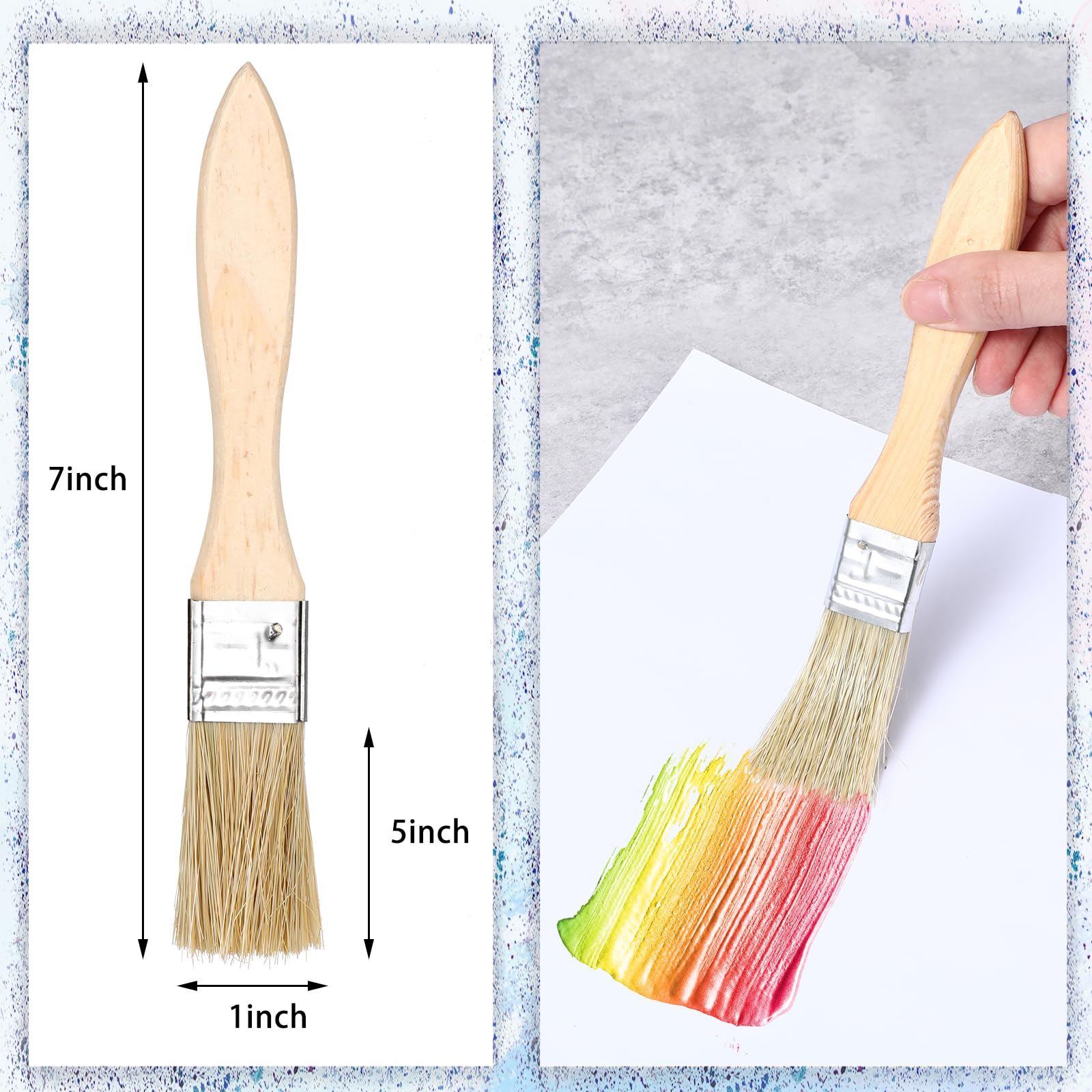 150 pinceles de pintura de virutas de 2,5 cm, multiuso, pinceles de pintura a granel, cepillo de cerdas para el hogar con mango de madera para pintar y teñir