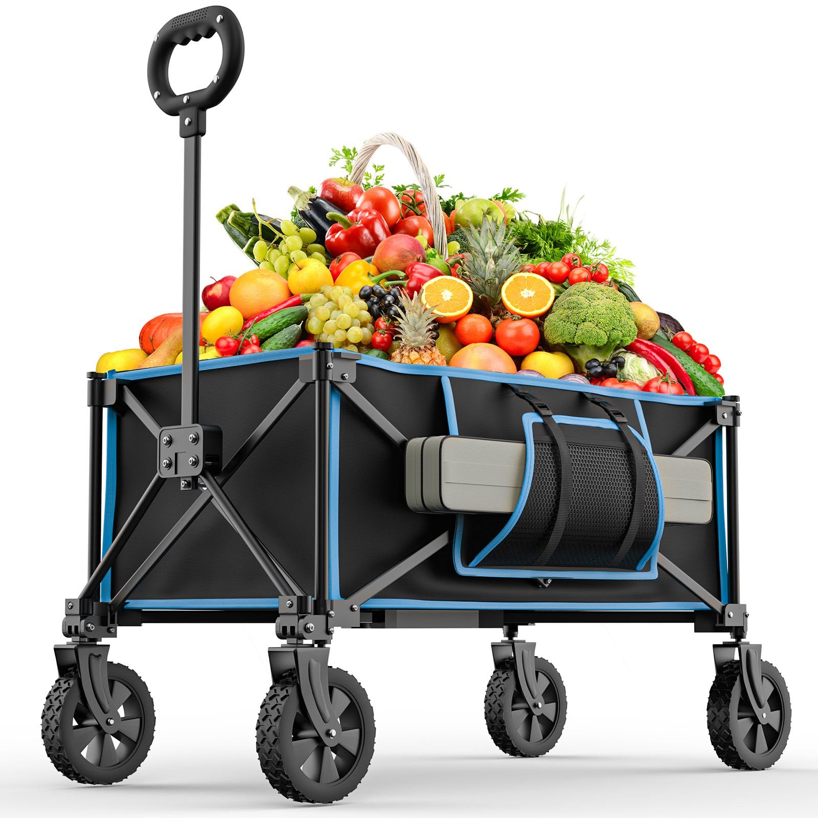 Festival Trolley on Wheels - Morpilot Folding Camping Cart Foldable Garden Wagon with Adjustable Handle Collapsible Foldable Trollys for Beach Picnic Shopping Fishing Outdoor