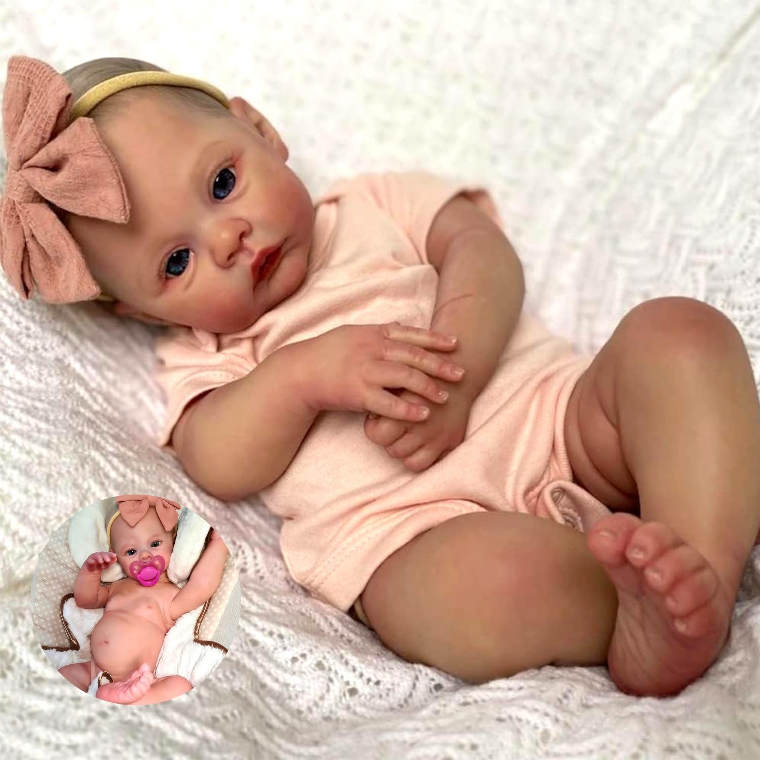 Anano Reborn Baby Dolls Silicone Full Body-19 in Realistic Baby Doll Girl, Full Silicone Babys Doll Newborn Girl, Real Life Babys Reborn Dolls, Lifelike Babies with Accessories