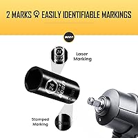 Vista 5 de BOEN 1/2" unidad de enchufe de impacto profundo, enchufe de impacto premium, enchufe de 24 mm, métrico, 6 puntas, acero Cr-V con marcaje láser