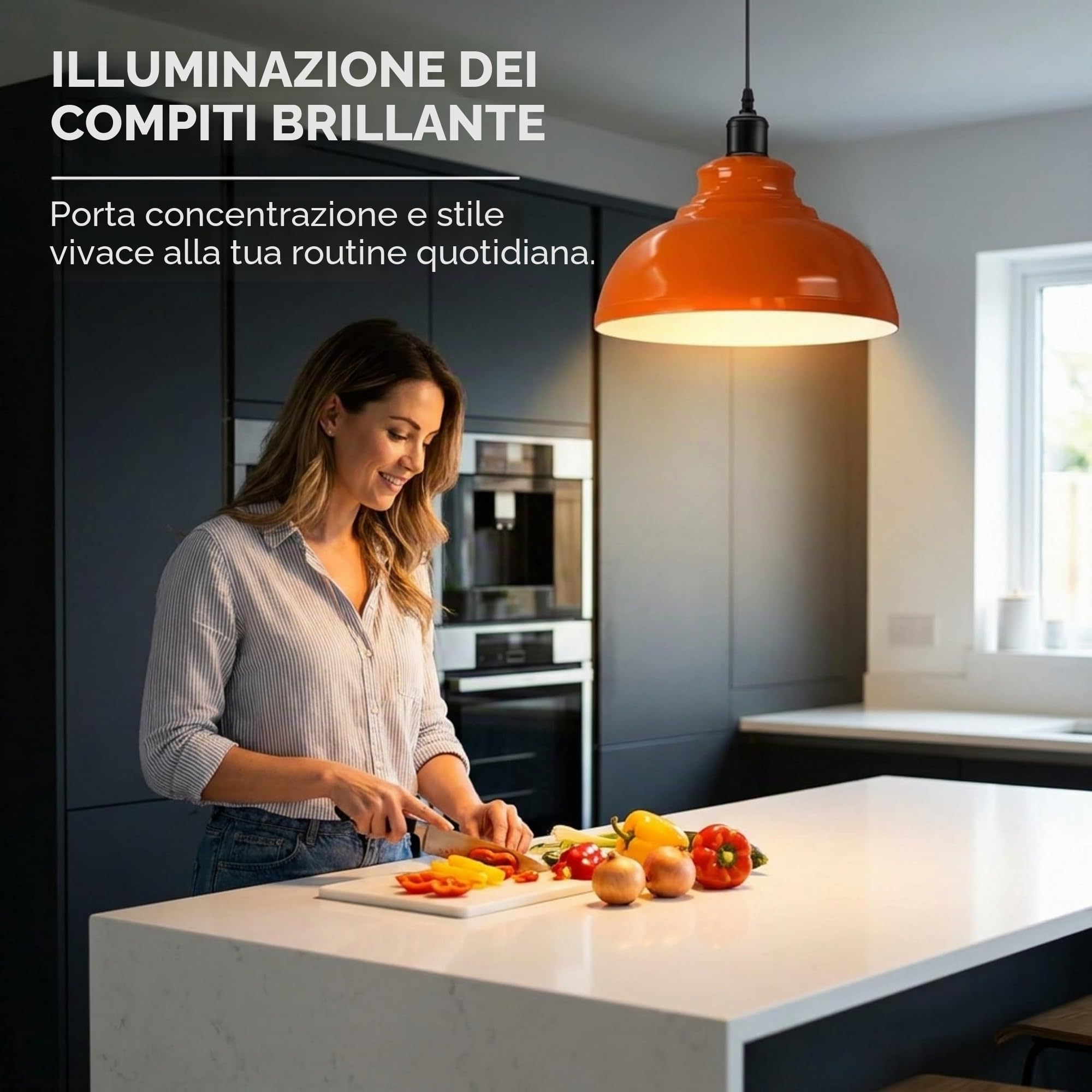 LEDSone 3pcs Vintage Retro Lampadario a Industriale Plafoniera E27 Paralume in metallo Sospensione LED Lampada Loft Sospensione (Arancione)