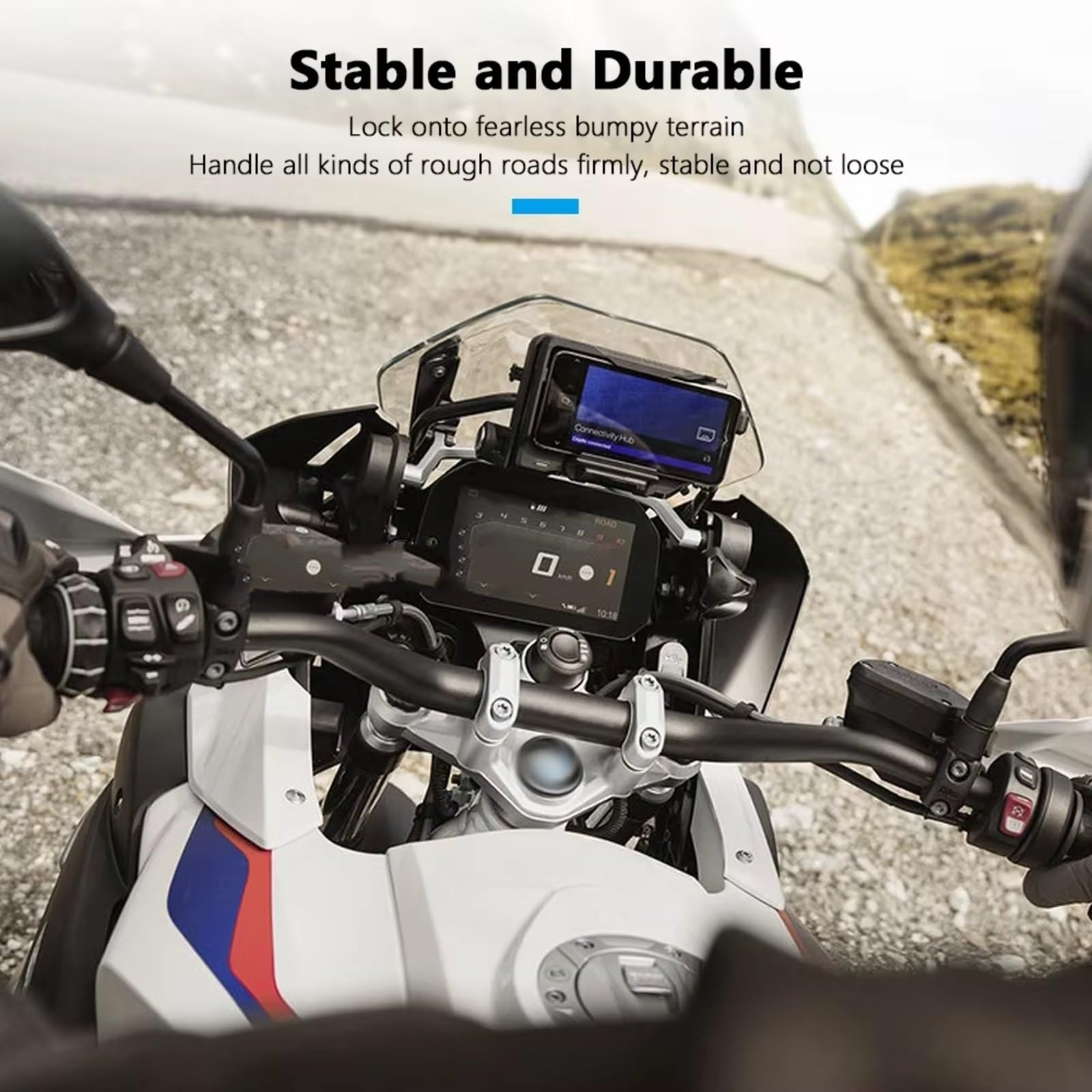Supporto Per Telefono Moto Per BMW F850GS F750GS F800GS F700GS R1300GS R1200GS R1250GS Per ADV Supporto Telefono GPS Con Ricarica Wireless Moto(Wireless- White Line)