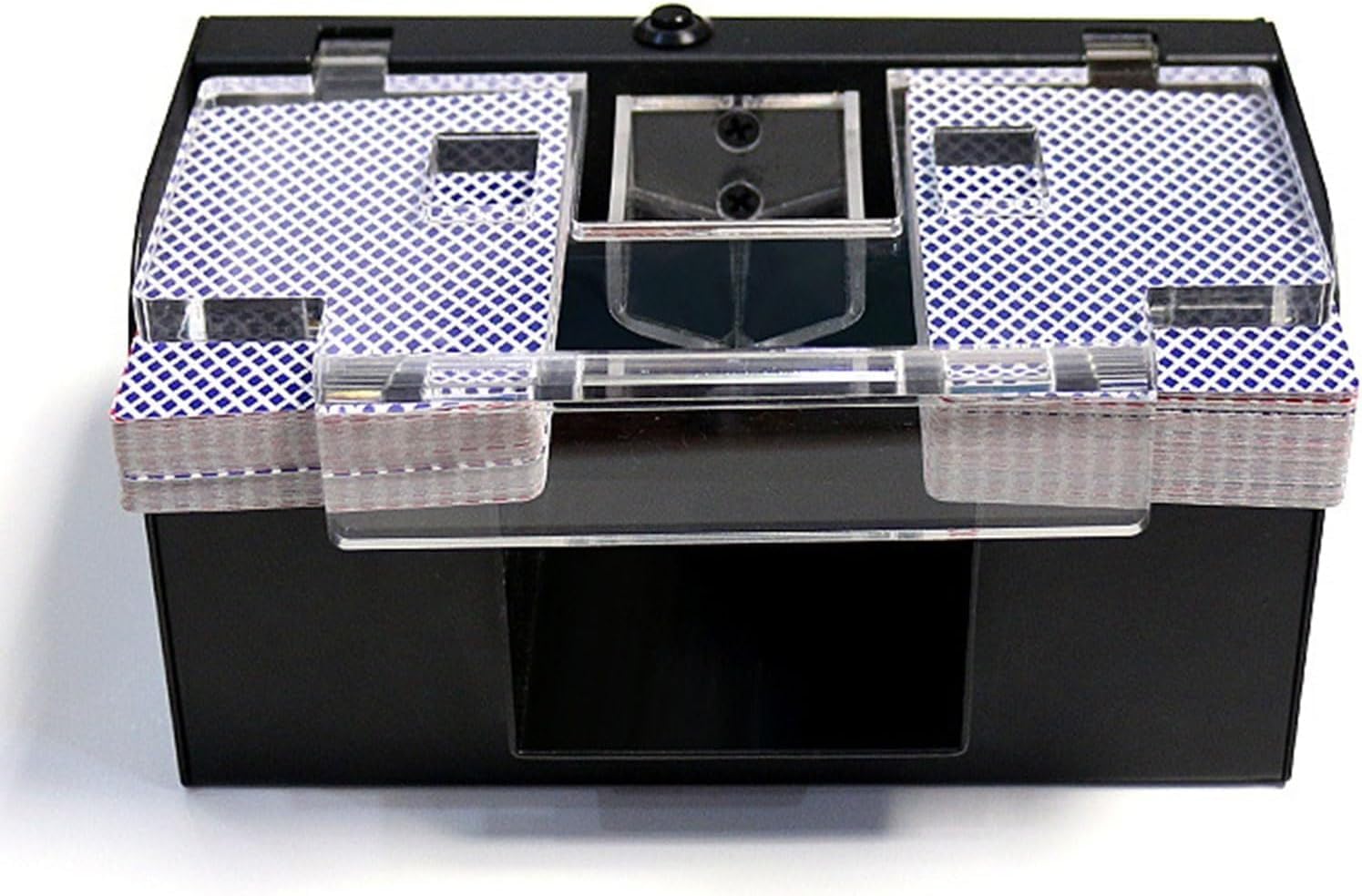 Card Shuffler 2 Deck Automatic Casino Pro for Poker, Uno, Phase 10, Texas Hold'em, Blackjack: Black Finish - Power Supply Powered 220v