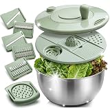 La Scala Chopped Salad Recipe (Easy Beverly Hills Copycat) - 71GXLPQFdOL. SL160 Salad Spinner with Slicer & Grater: Stainless Steel Salad Spinner, Lettuce Spinner with Drain, Non-Slip Base,Stop Button,Vegetable Dryer with 3 Blade Slicers, 1 Egg Yolk, 2 Strainer Shredders, 5.3 Qt