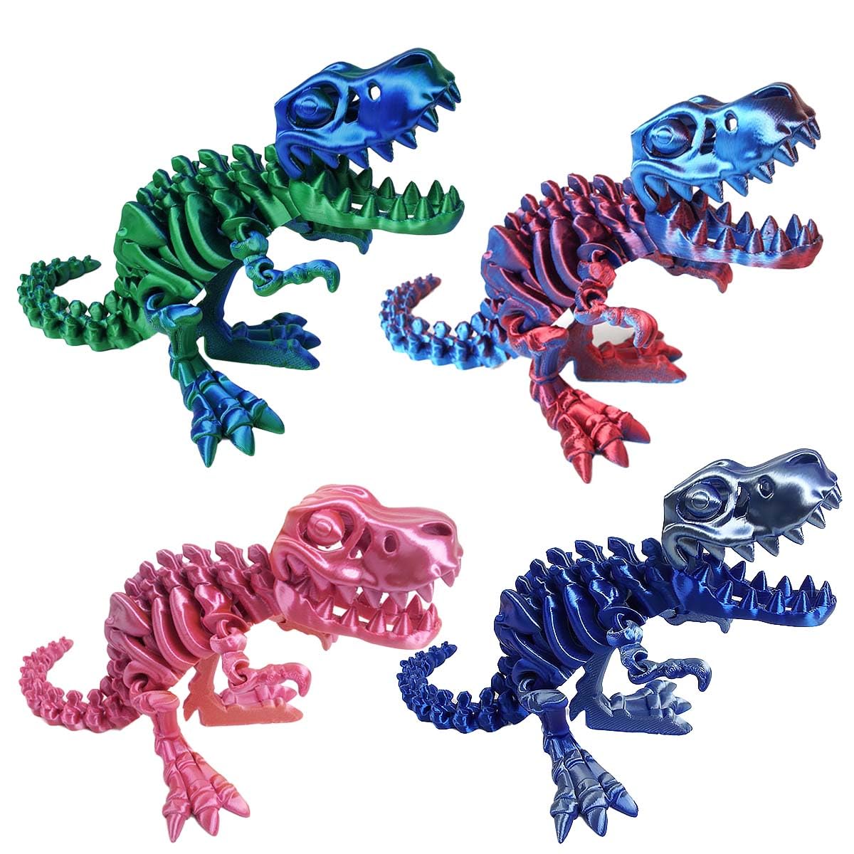 YNTOXIN Small 4PCS 6" 3D Printed Dinosaur, Articulated Dinosaur Fidget Toy