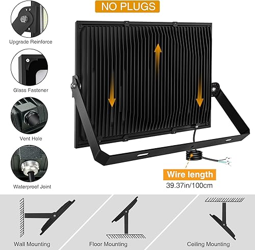 Miniatura 3 de SOLLA 500W llevó la luz de inundación, 50000lm 6000K blanco brillante estupendo de la luz del día