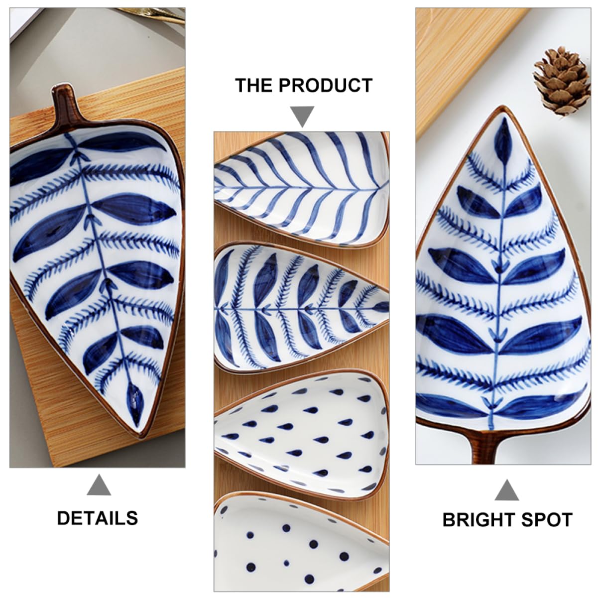 SOLUSTRE Creative Japanese Snack Dish Plate Leaf Shaped Appetizer Serving Platter Food Serving Dish for Restaurants and Homes Decorative Tableware for Parties