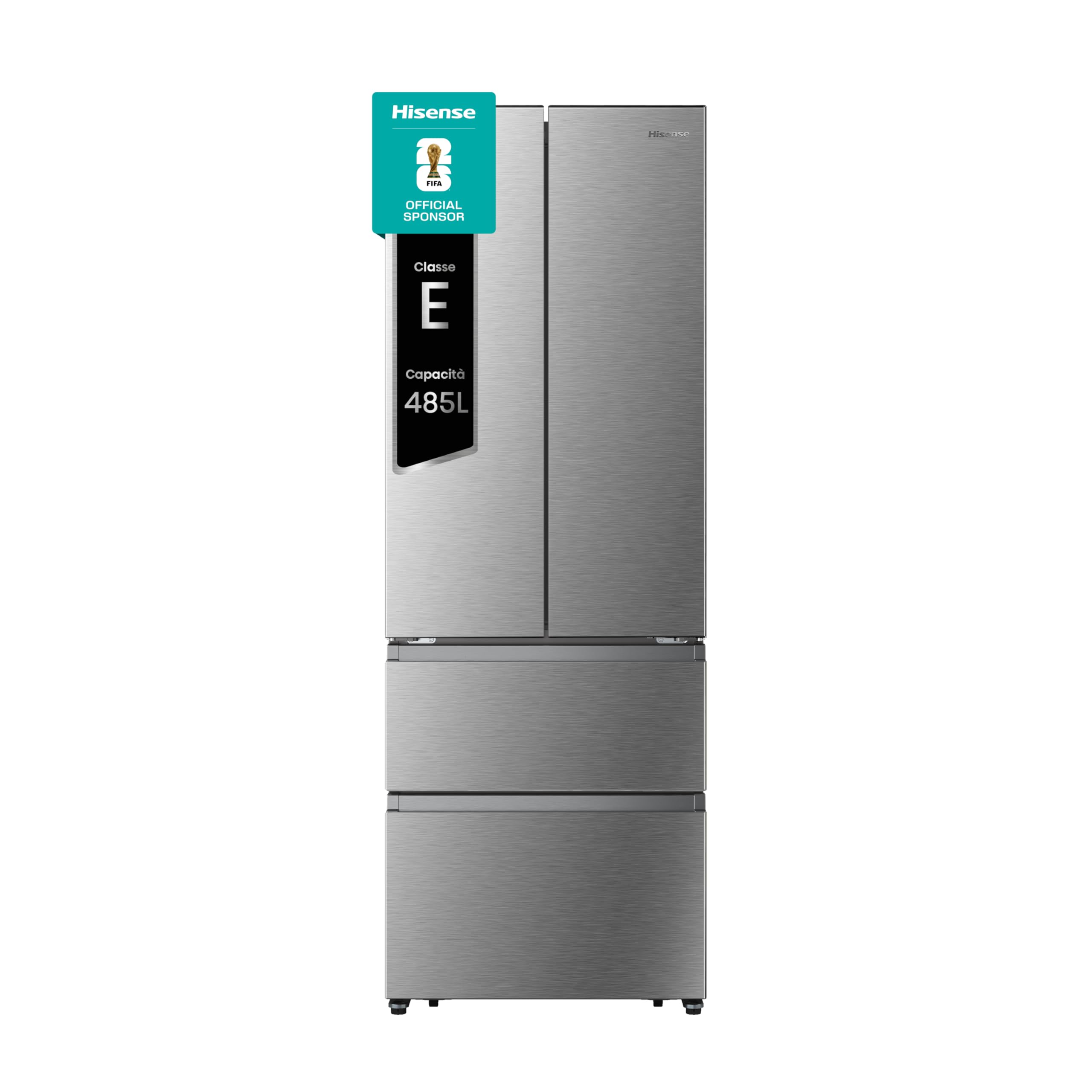 Hisense RF632N4BCE Frigorifero French Door, 485 Litri, Ridotta Profondità 70 Cm, Inox, Total No Frost, Classe Energetica E