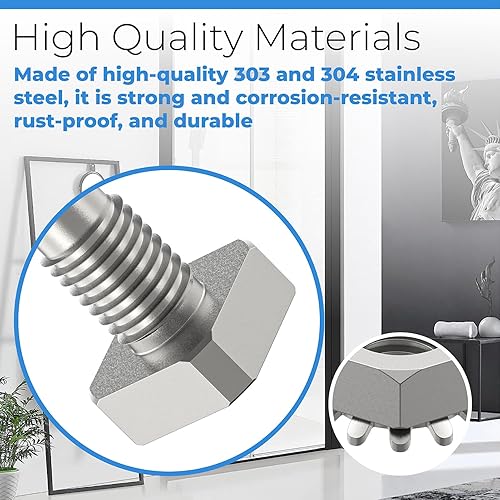 Miniatura 4 de Piezas de pasador de pivote para puerta de ducha con tuerca hexagonal y arandela, reemplazo de pivote de acero inoxidable para puertas de ducha