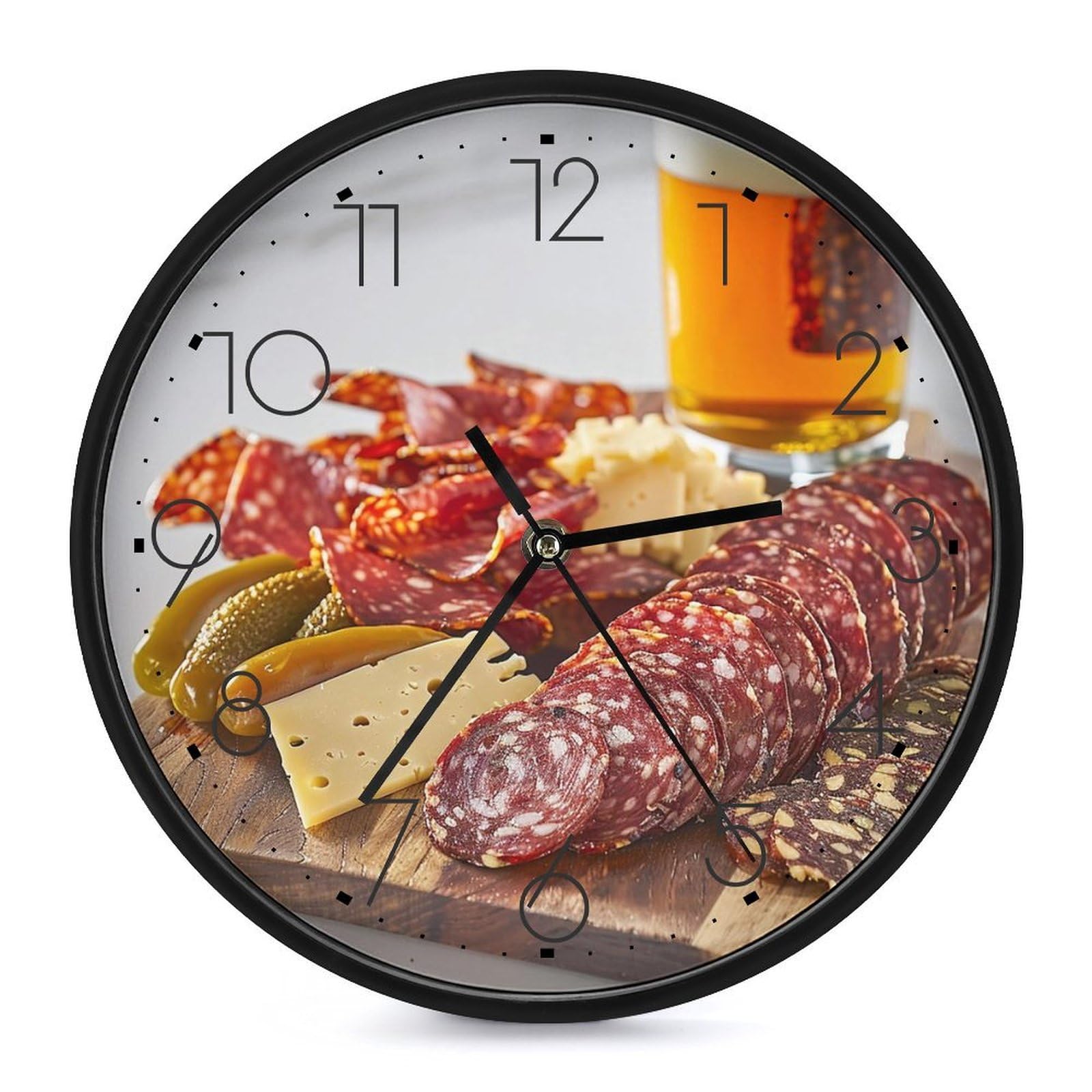 XOPEKVLAWM Wall Clock 10 Inch Non-Ticking Silent Modern Simple Style Round Decor Clocks Sausage And Peppers Clock Decorative Battery Operated Wall Clocks for Home Office Living Room Bedroom Kitchen