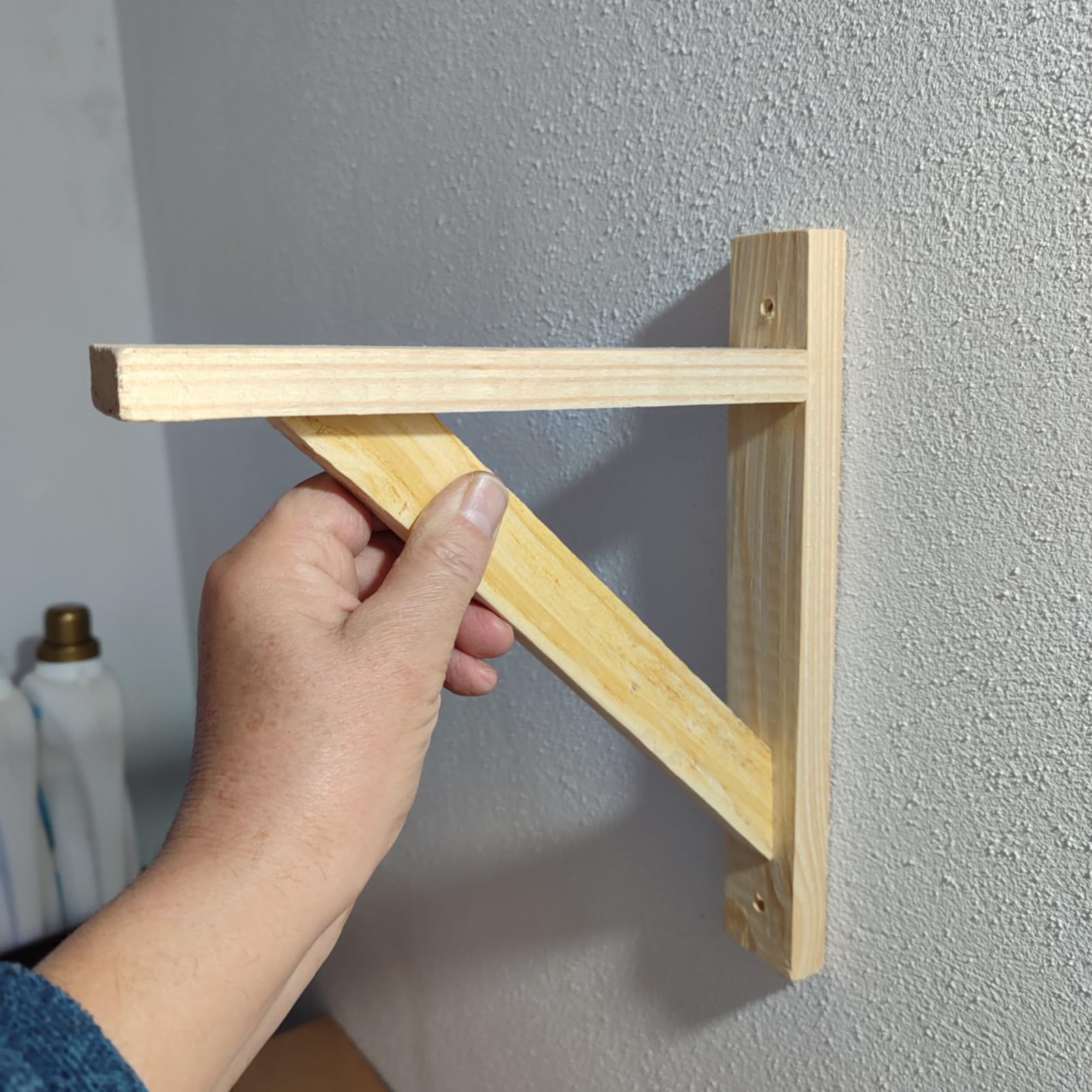 Soportes escuadras de Estante 4 unidades de Madera de Pino Aketemola | Estilo Natural para Baldas | Hechas a Mano | Fácil Instalación | 28x22 cm