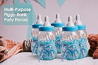 Vista 4 de Evershine Banco de biberones de plástico, banco de ducha de bebé rellenable azul de 13 pulgadas, centro de mesa de botella de plástico Jumbo Baby