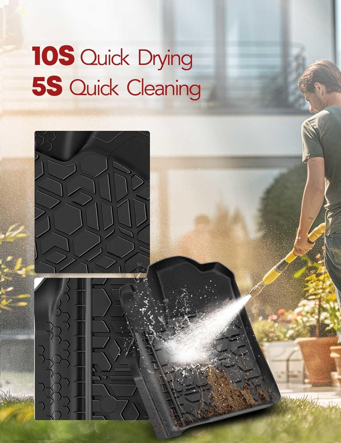 YHTAUTO Floor Mats Fit 2011-2021 Jeep Grand Cherokee 2022 Grand Cherokee WK Not L, 2011-2024 Dodge Durango, TPE All Weather Car Mats Waterproof Anti-Slip Odorless Floor Liner, Front & 2nd Row Liner - Image 8