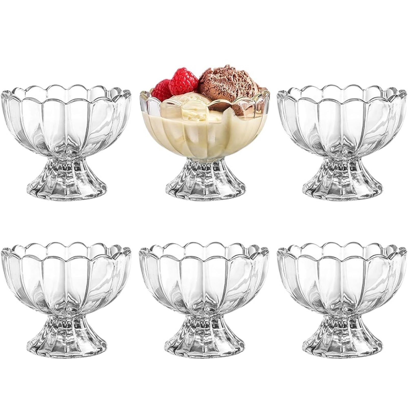 Tasse boire pour sundae en verre avec pied stable pour desserts et fruits