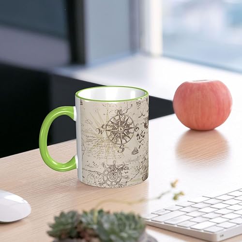 Miniatura 6 de Nautical Sailboat Vintage Compass Coffee Mug Coffee Cups Ceramic with Handle,Tea Cups Mug tazas para cafe Drinking Cups Gifts for Women Men,Unique