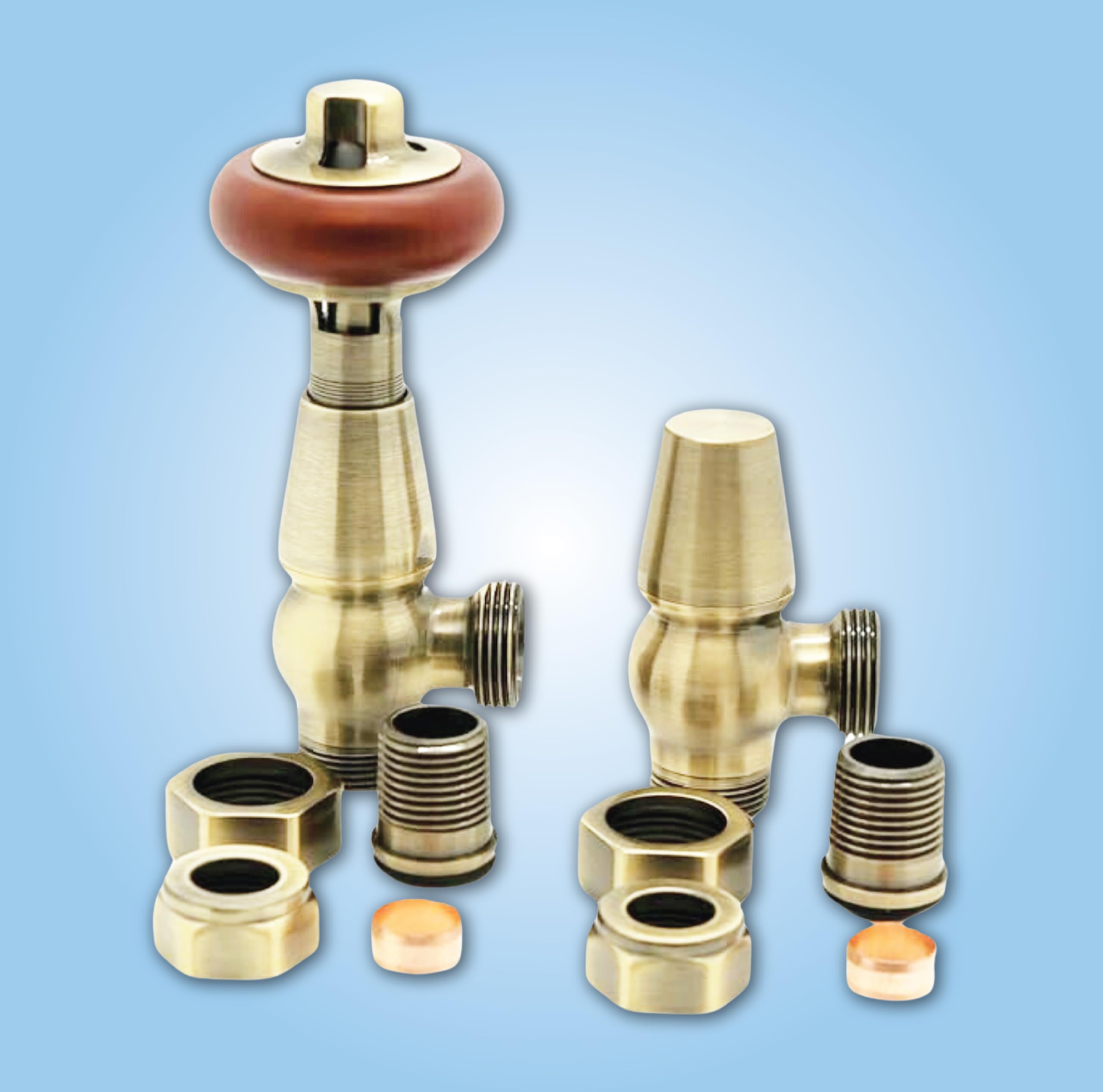 Tempotec Valvole termostatiche tradizionali per termosifone, design moderno (ottone anticato)