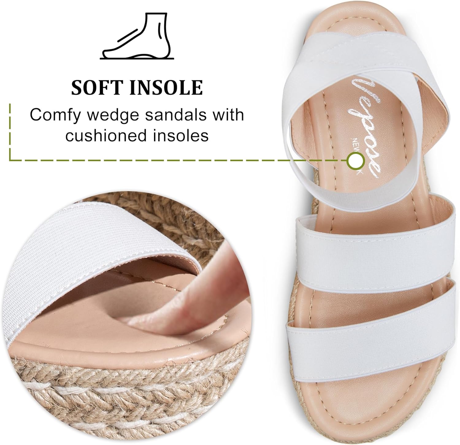 Vepose Women's 876 Cute Platform Wedge Sandals Open Toe, Espadrilles Sandals with Double Elastic Strap - Image 7