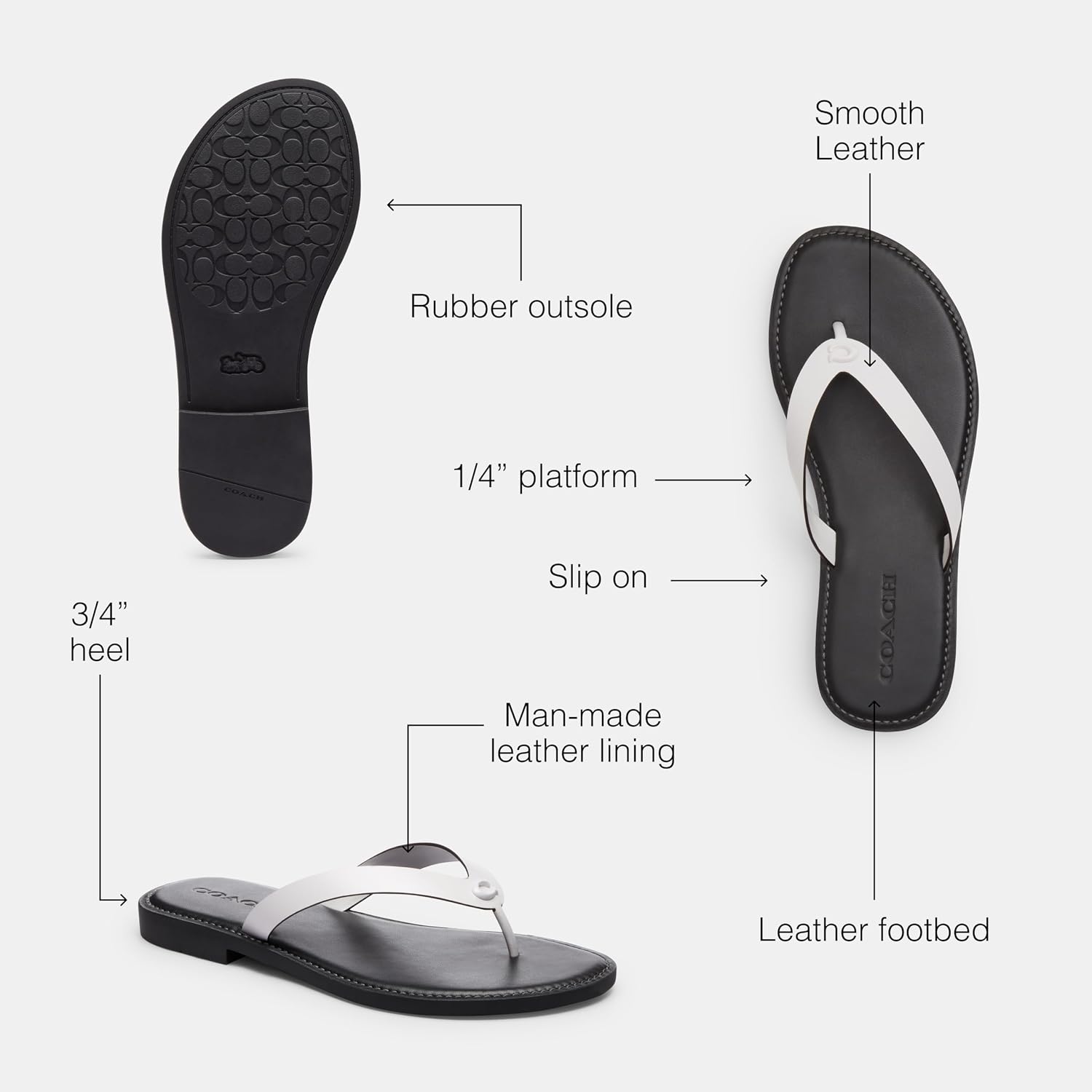 COACH Women's Brianna Flip Flop Sandals