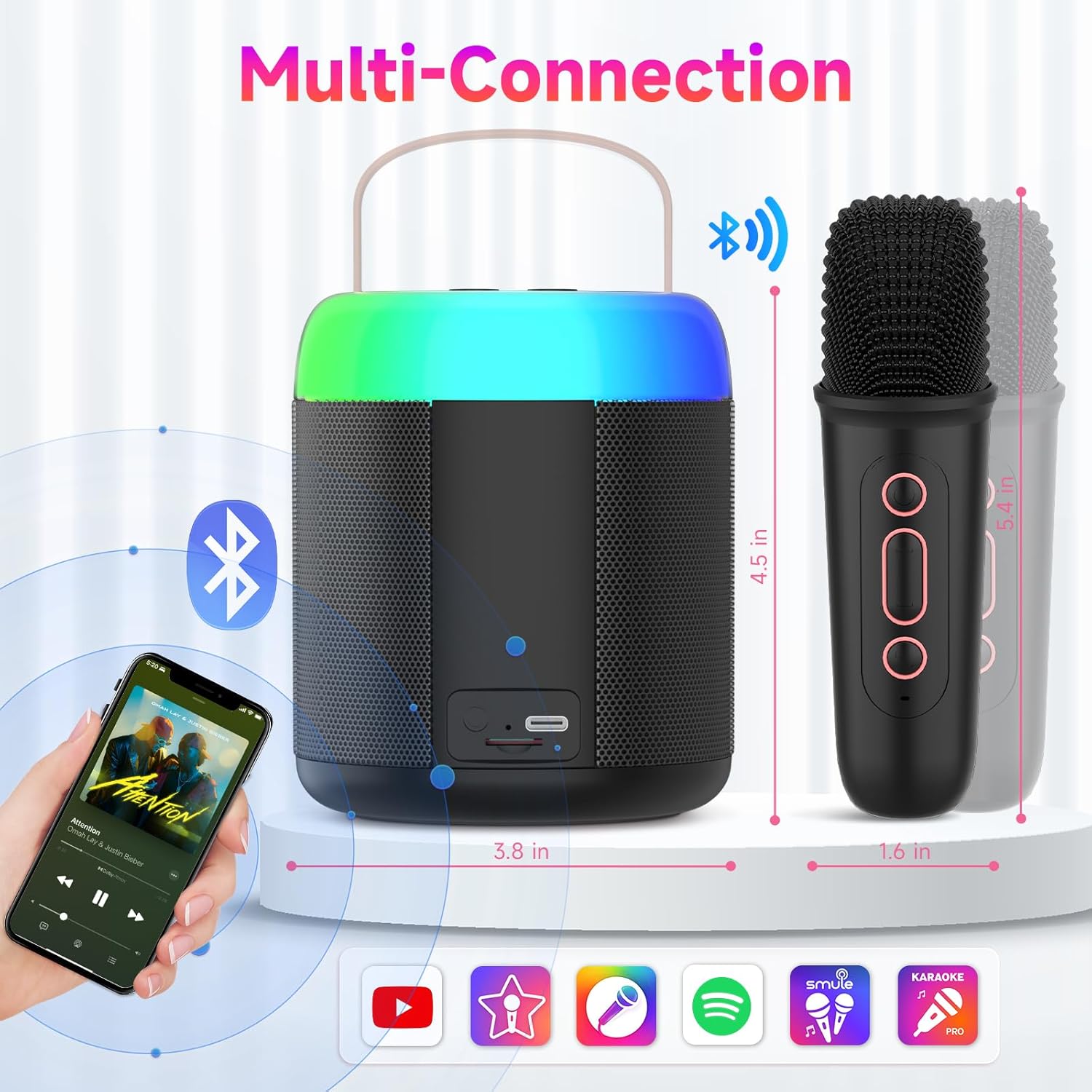 heetipuk Y2 Mini Karaoke Machine with Bluetooth and other connection options