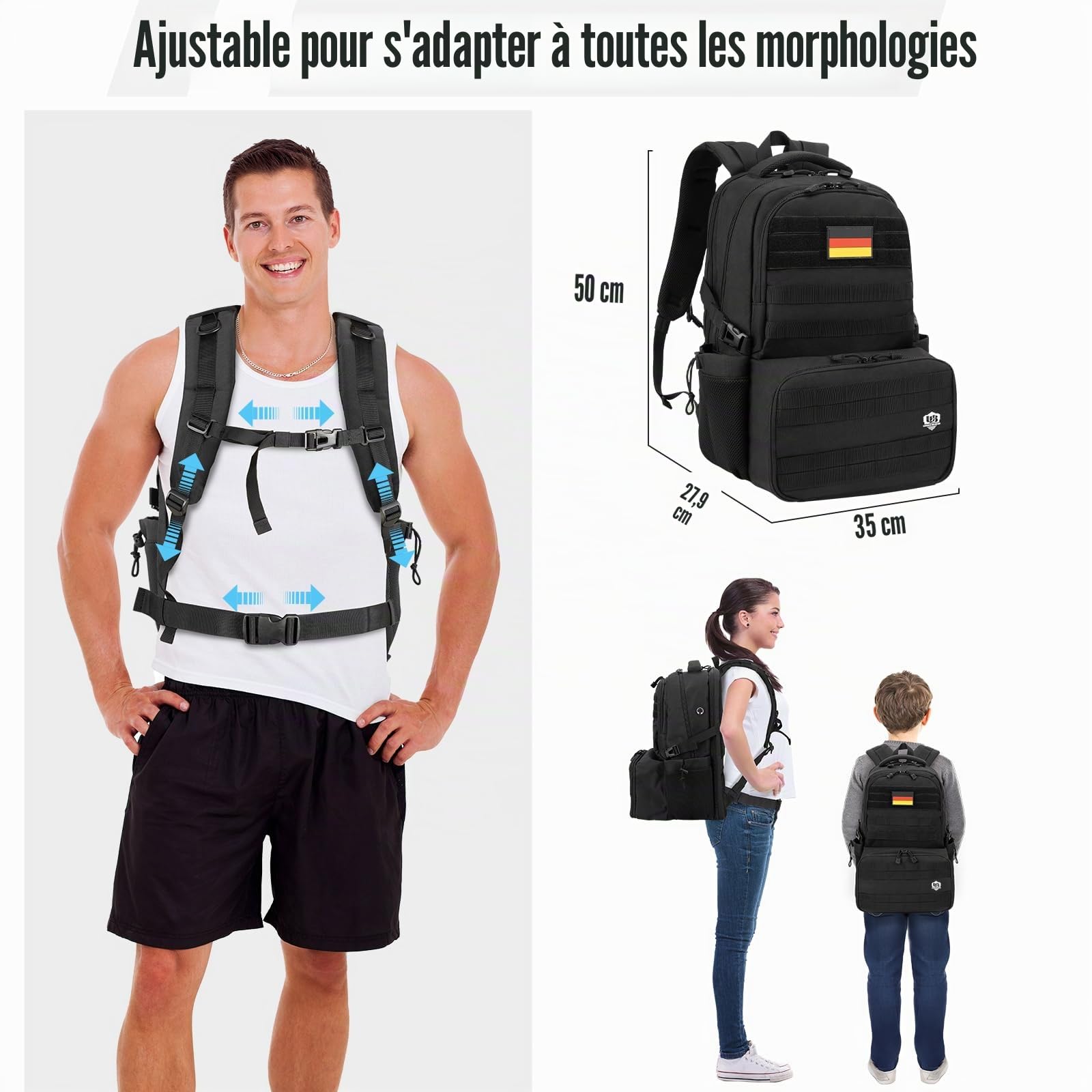 Sac à dos isotherme pour homme avec boîte à déjeuner de 6 L : sac à dos de 40 L pour homme avec compartiment pour ordinateur portable, sac de travail avec boîte à déjeuner sac isotherme pour l'école