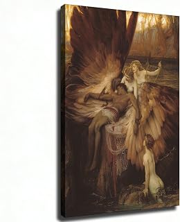The Lament for Icarus Canvas Wall Art Poster Painting Framed Wall Art Print Living Room Bedroom Home Decor (16x24inch-Framed)