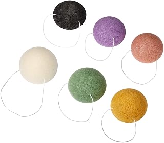 Vtrem Konjac Sponge Set 6 Pack Semi Spherical Exfoliating Facial Sponges Organic Skincare Face & Body Cleansing 100% Natural Konjac Sponges Tool Massage, Cleanse & Soften Delicate Skin