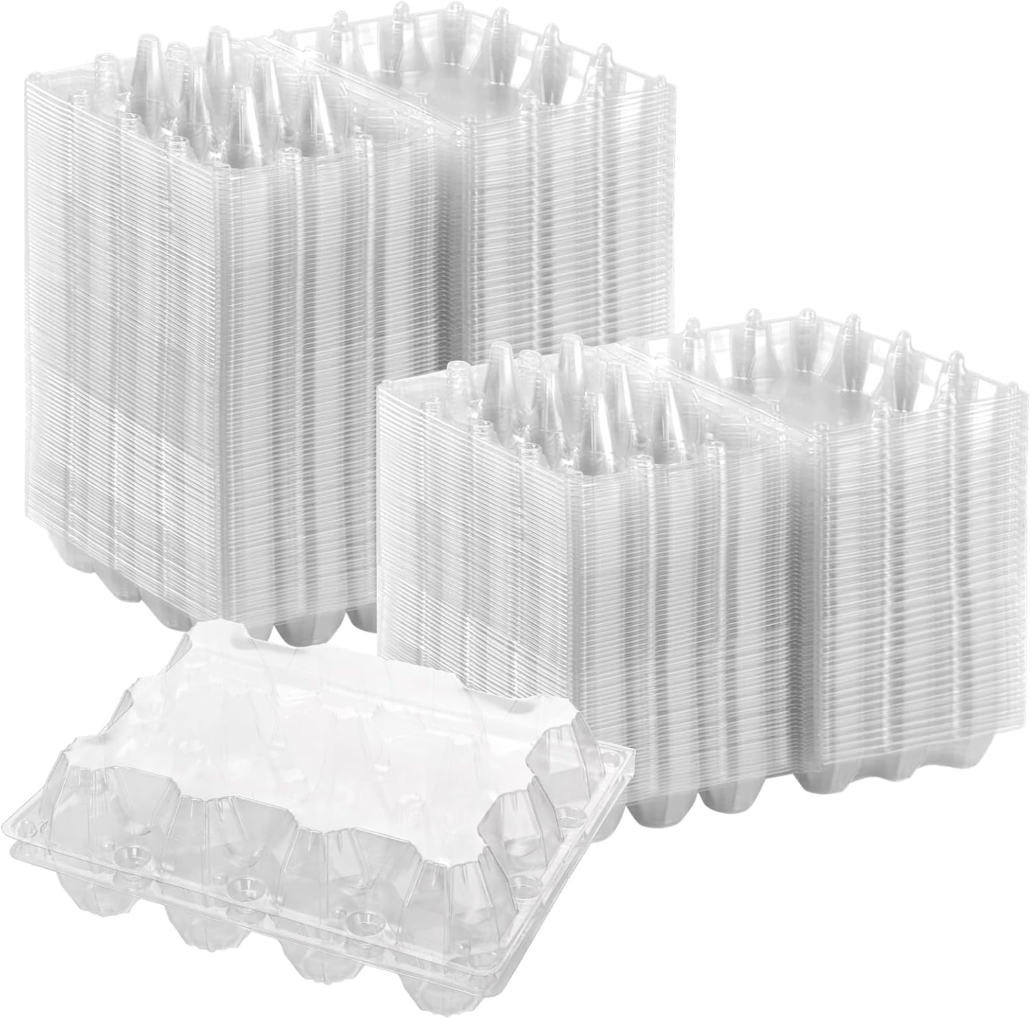 40 Pack Plastic Egg Cartons Bulk, 12 Count Chicken Duck Eggs, 1 Dozen Jumbo Clear Refrigerator Egg Trays