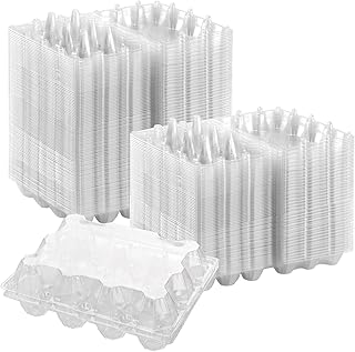 40 Pack Plastic Egg Cartons Bulk, 12 Count Chicken Duck Eggs, 1 Dozen Jumbo Clear Refrigerator Egg Trays