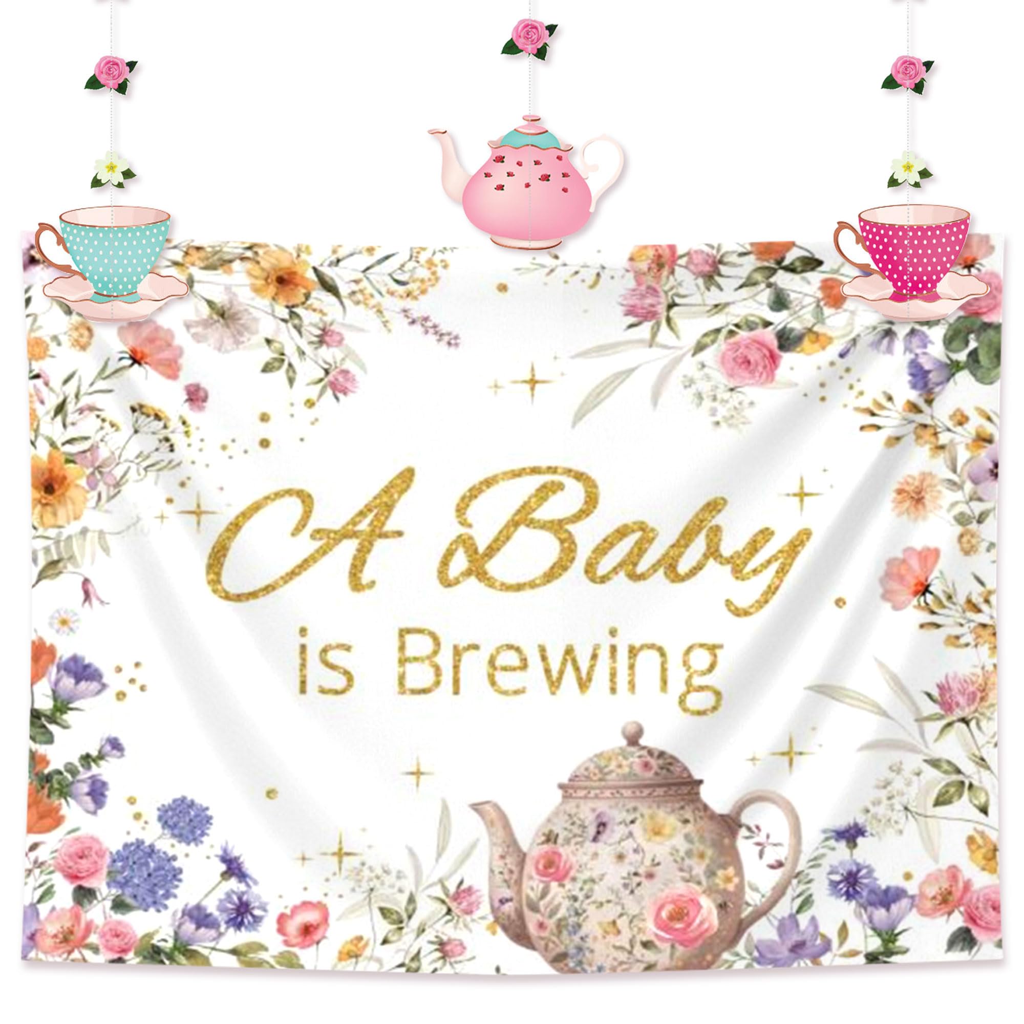 LaVenty Tea Party Decorations Baby Is Brewing Decorations Baby Shower Decoration Tea Time Party Supplies