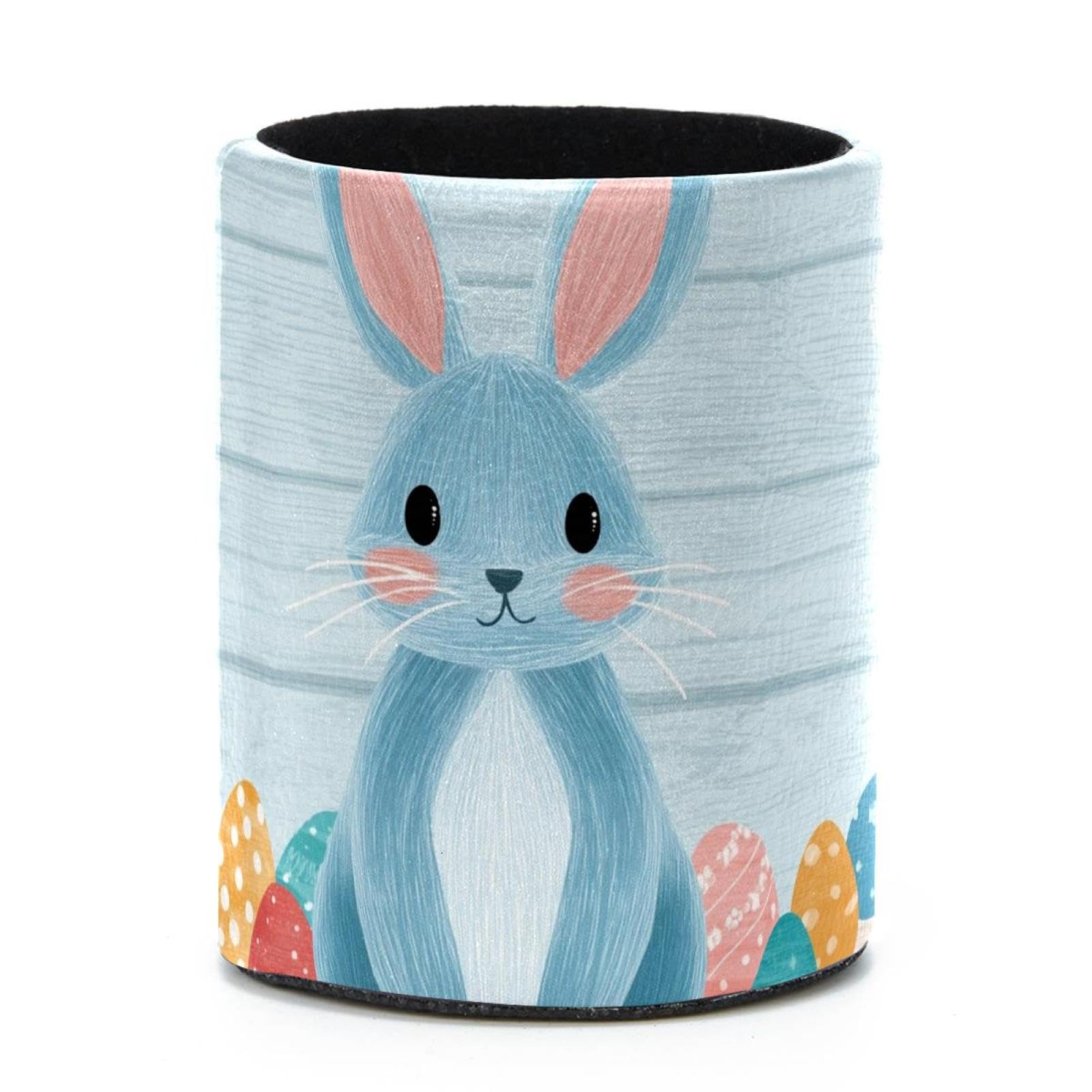 VAPOKF Round Pencil Holders for Desk, Easter Eggs and Rabbit Pen Holders Pen Pot Makeup Brushes Storage Desktop Stationery Supplies Organiser for Home Office