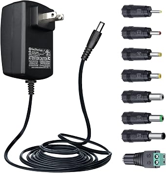 UL Listed 12V 3A/3000mA 6ft Power Supply Adapter with 8 Tips, AC to DC 36W 2.5A 2A 1.5A 1A 0.5A Replacement Power Cord for CCTV Camera DVR NVR LED Strip Light Router Speaker Baby Swing Desk Lamp
