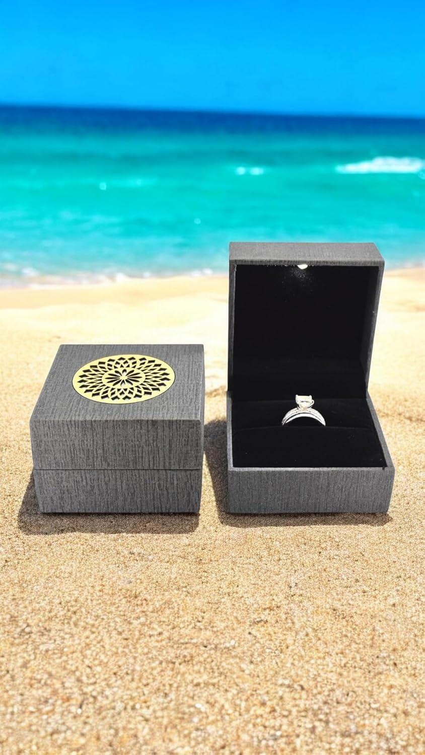Moon Jewellery Ring Box with LED Light (Grey) 2.75 X 2.75 Perfect for Birthday, Proposal, Gifts