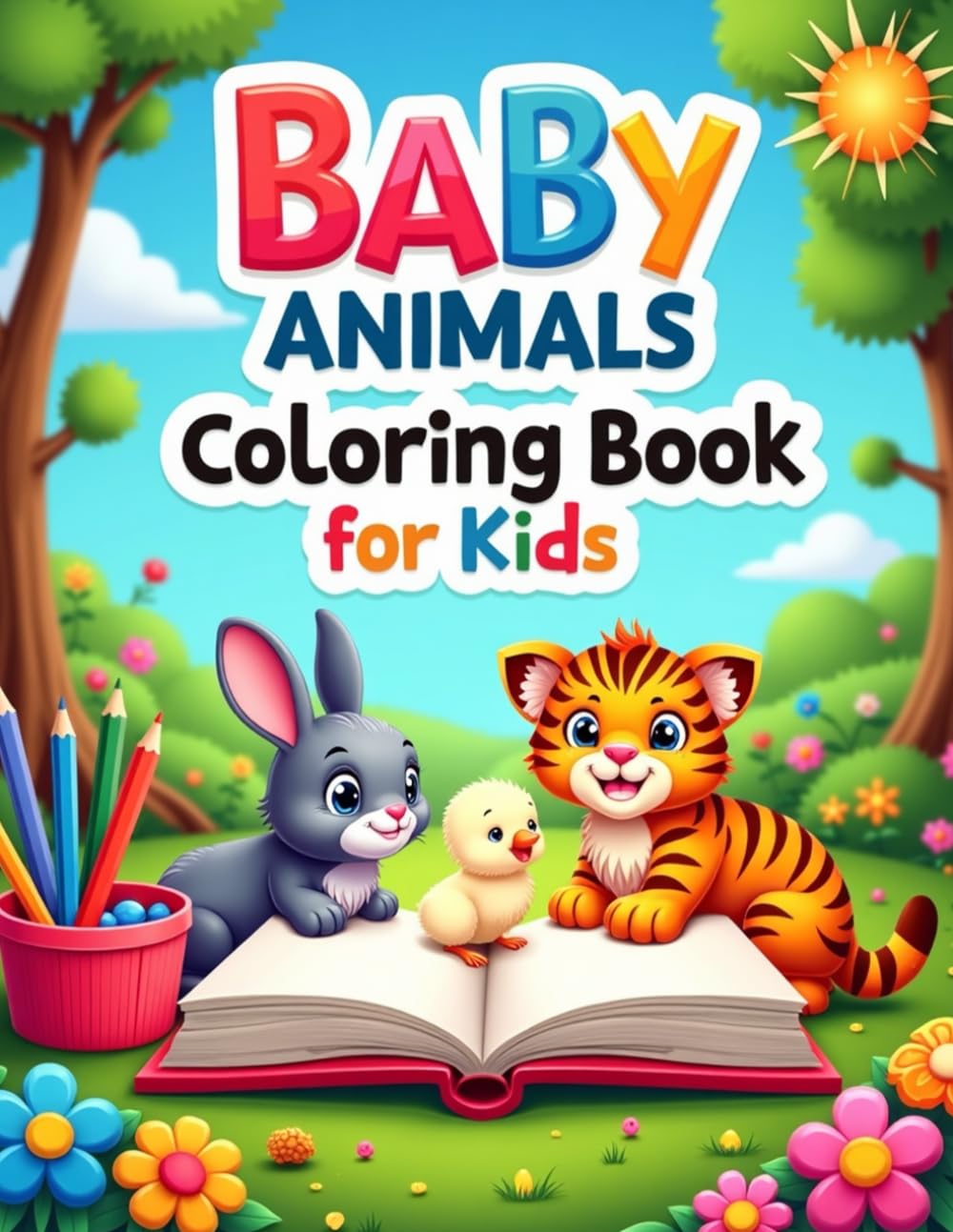 Baby Animals Coloring Book for Kids: Simple and Easy Coloring Pages of Jungle and Zoo Animals for Kids Ages 3–6
