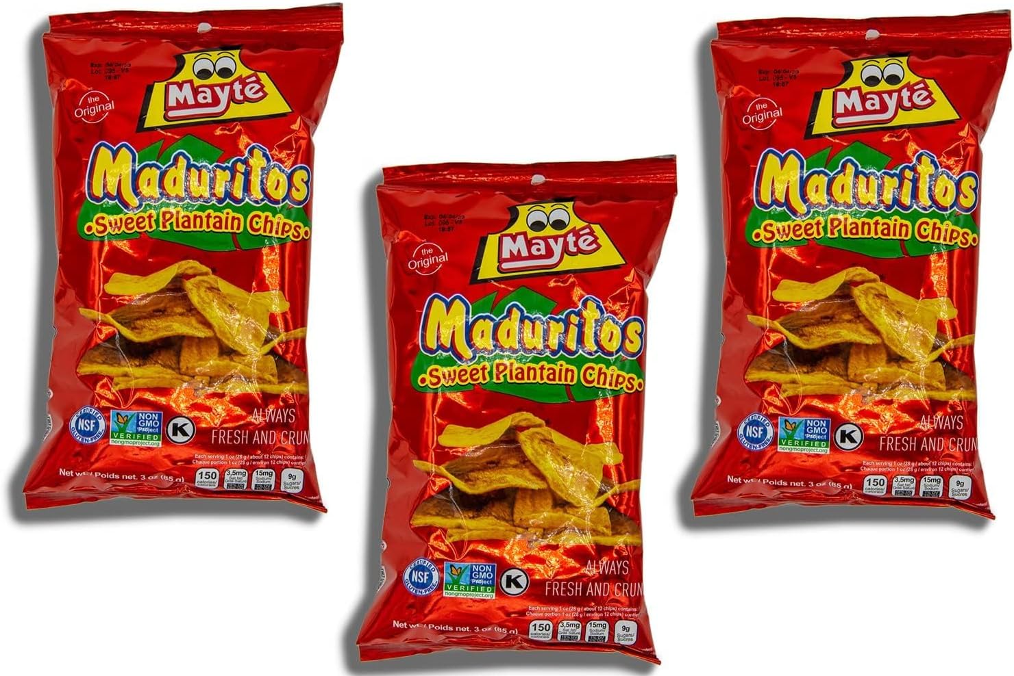Sweet Plantain Chips Mayte / Maduritos Dulcesitos Mayte 3.3oz - 3 Pack - Despensa Colombiana Value Pack