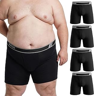 Big & Tall Mens Boxer: Long Leg Plus Size Underwear for Men - Supportive Wide Waistband Comfortable Breathable Big Size Boxer Briefs Multipack 4 Pack XL-5XL