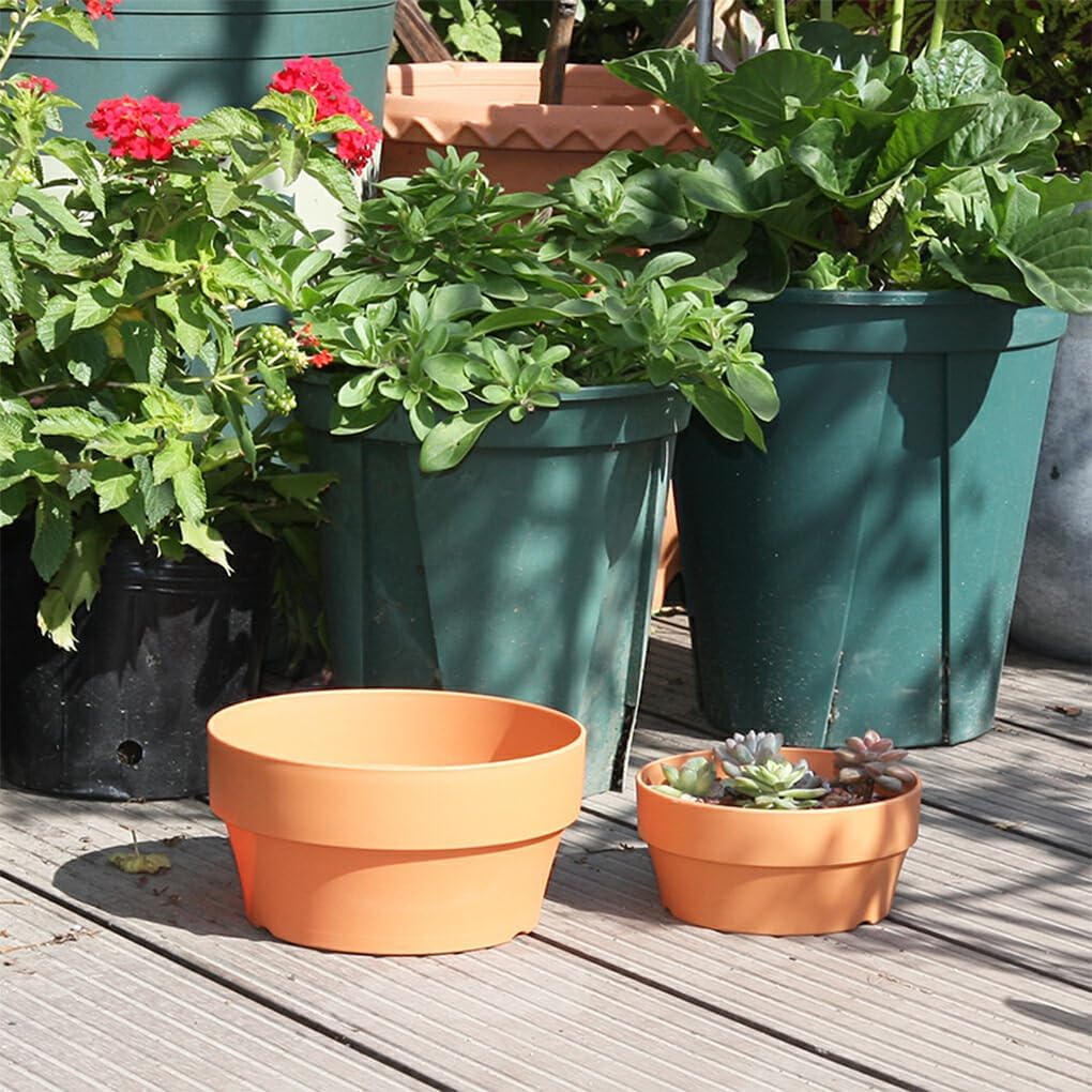 Ceramic Planter Pot,Imitation Round Flower Pot Firm and Durable Indoor and Outdoor Ceramic Imitation Round Plant Pot Plastic Flower Pots, 16CM (Size : 18CM)