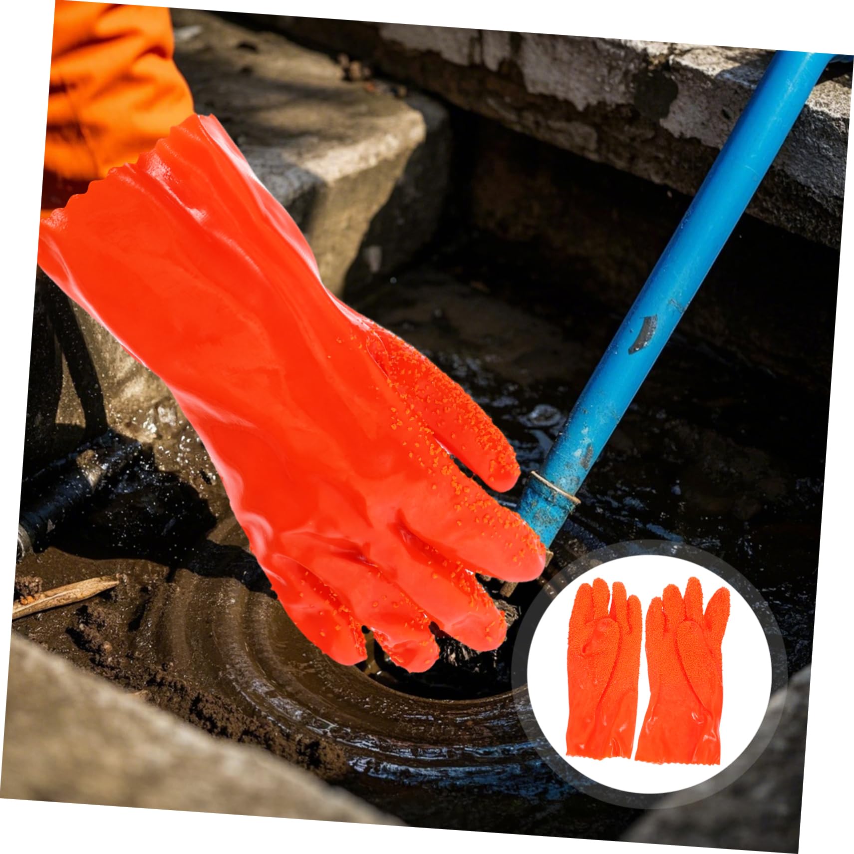Veemoon 6 Pares de Guantes Impermeables de Goma para Limpieza de Tuberías y Alcantarillado, Resistentes Abrasión Diseño Flexible para Uso Frecuente en Fontanería