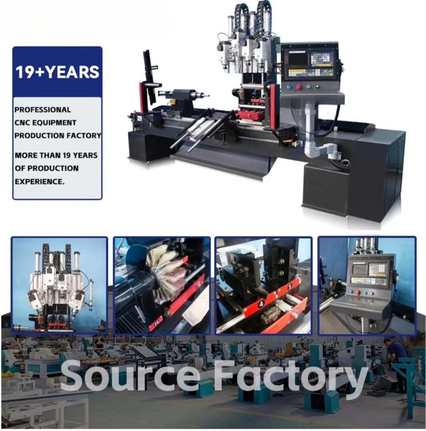 4 Spindle CNC Wood Lathe Machine Automatic Wood Turning Lathe for Table Legs Bowls Crafts Multi Spindle Industrial Woodworking Lathe Heavy Duty