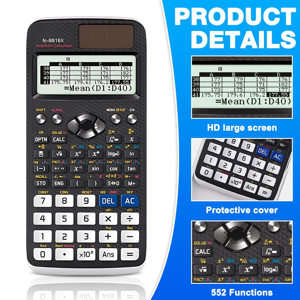 FX-991EX Scientific Calculator, 552 Functions Calculator School Scientific, Scientific Calculator for Secondary School, A Level Maths Calculator for Students, Teachers, Business, School, Office - Image 4